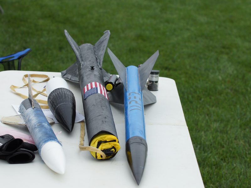 Student's L1 rocket on inspection table